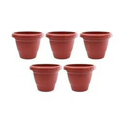 Virajsanchi 5-Pcs Brown Round Light Weight Planters-picture-41