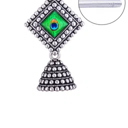 DIVASTRI Set of 5 Silver-Plated Oxidized Dome Shaped Jhumkas image 4