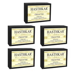 Hasthkar Set of 5 Handmade Charcoal Soap with Glycerin & Coconut Oil - 125 g Each-picture-13
