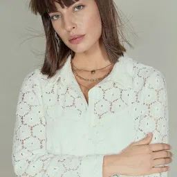 Vero Moda White Self Design Shirt image 1