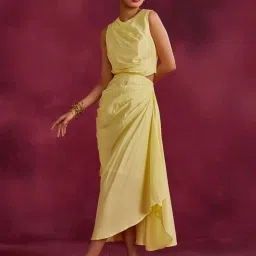 Abhishti Yellow Cotton Top Skirt Set image 1