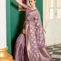Elora Purple Woven Saree With Unstitched Blouse image 1