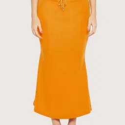 Secrets By ZeroKaata Mustard Plain Saree Shapewear image 1