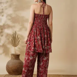 Globus Maroon Embellished Co-Ord Set image 2