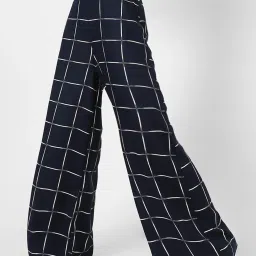 VASTRADO Black Chequered Palazzos image 1