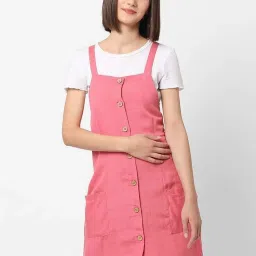 VASTRADO Pink Cotton Pinafore Dress image 1