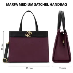 LAVIE Signature Maroon Marfa Color Block Medium Leather Satchel image 4