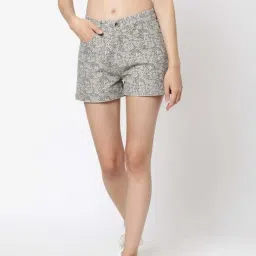 VASTRADO Beige Cotton Printed Shorts image 1