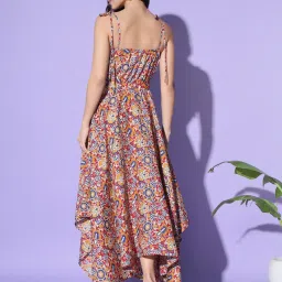 Trend Arrest Multicolor Floral Print High-low Dress image 2