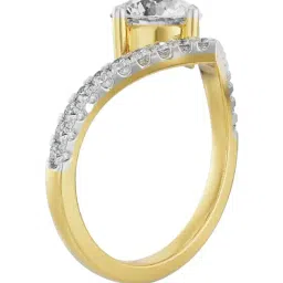 Emori 14k Yellow Gold & Diamond Round V Ring image 2