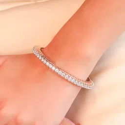 Zavya 925 Silver Rose Gold Elegance CZ Bangle for Women image 2