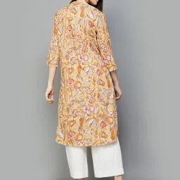 Melange by Lifestyle Mustard Rayon Floral Print Kurta image 2
