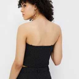Ginger by Lifestyle Black Striped Crop Top image 2