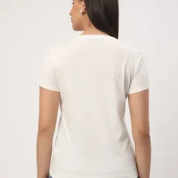 R&B White Cotton Graphic Print Regular Fit T-Shirt image 2