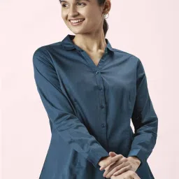 Annabelle by Pantaloons Blue Cotton Shirt image 1