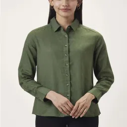 Annabelle by Pantaloons Green Linen Shirt image 1