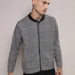 Campus Sutra Black & White Regular Fit Check Jacket image 1