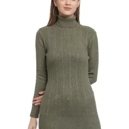 Mafadeny Green Self Design Turtle Neck Sweater-picture-14
