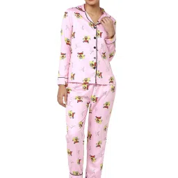 Smarty Pants Pink Satin Print Shirt With Pyjamas image 1