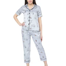 Smarty Pants Grey Satin Print Shirt With Pyjamas image 1