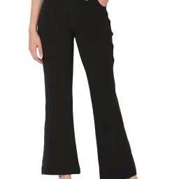 Smarty Pants Black Cotton Lycra Flared Fit High Rise Trousers image 1