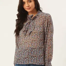 Anvi Be Yourself Black & Blue Printed Top-picture-21