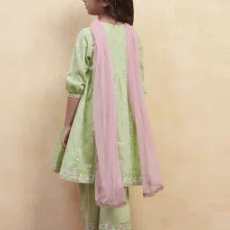 Biba Girls Green Cotton Printed Suit Sets image 2