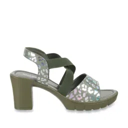 Walkway Women's Green Cross Strap Sandals-image-28