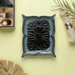 VarEesha Leher Blue Ceramic Rectangular Serving Platter image 1