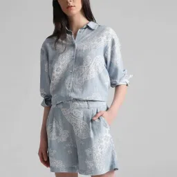 Only Blue & White Relaxed Fit Shorts image 1