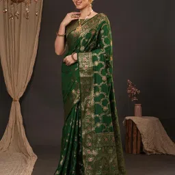 Saree Mall Green Silk Self Saree with Blouse Piece image 2