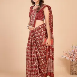 Saree Mall Brown Silk Self Saree with Blouse Piece image 2