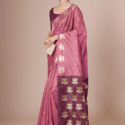 Saree Mall Mauve Silk Self Saree with Blouse Piece image 2