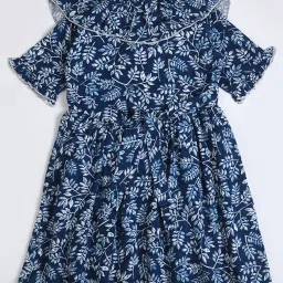 Bella Moda Kids Navy Printed Fit & Flare Dress image 2