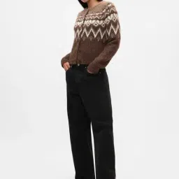 GAP Brown Relaxed Fit Geometric Cardigan image 4