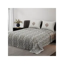 Synergized Cotton Heritage Bliss Brown Pure Satin Digital Era Bedsheet with 2 Pillow Covers (King) image 1