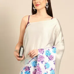 BAPS Floral Sequined Satin Designer Saree-image-21