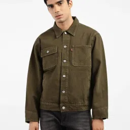 Levi's Olive Cotton Regular Fit Denim Jacket image 1