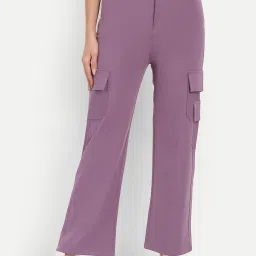 Broadstar Violet Straight Fit High Rise Cargo Pants image 1