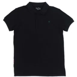 Palm Tree Kids Black Cotton Regular Fit Polo T-Shirt image 1