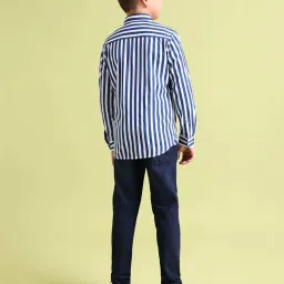 U.S. Polo Assn. Kids Blue & White Striped Full Sleeves Shirt image 2