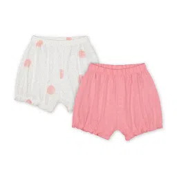 Mothercare Kids White & Pink Printed Shorts (Pack Of 2) image 1