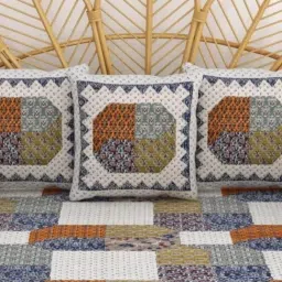 Living Roots Printed Blue 300 TC Cotton Single Diwan - Set of 8 image 2