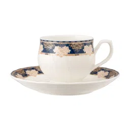 JCPL Fine Printed Blue Ceramic Cup & Saucer 180 ml - Set of 12 image 2