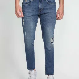 U.S. Polo Assn. Dark Blue Fitted Distressed Jeans image 1