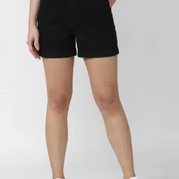 Van Heusen Black Cotton Mid Rise Shorts image 1
