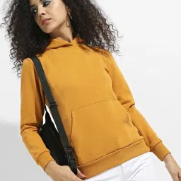 Campus Sutra Mustard Cotton Sweatshirt image 1