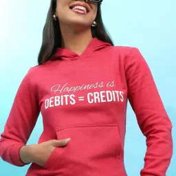 Campus Sutra Pink Cotton Printed Sweatshirt image 1
