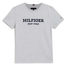 Tommy Hilfiger Kids New Light Grey Heather Logo Regular Fit T-Shirt image 1