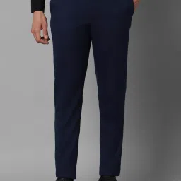 Louis Philippe Navy Slim Fit Checks Trousers image 1